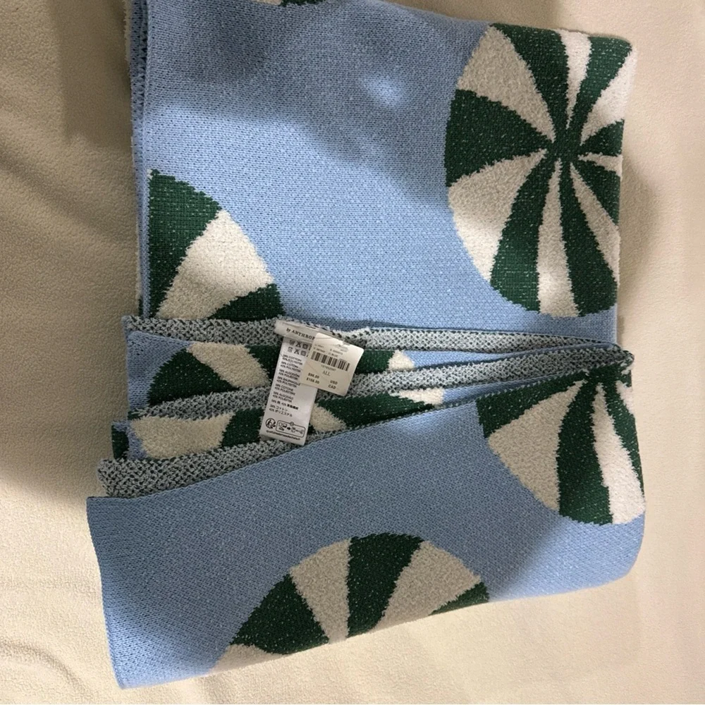 Anthropologie Blue and Green Knit Throw